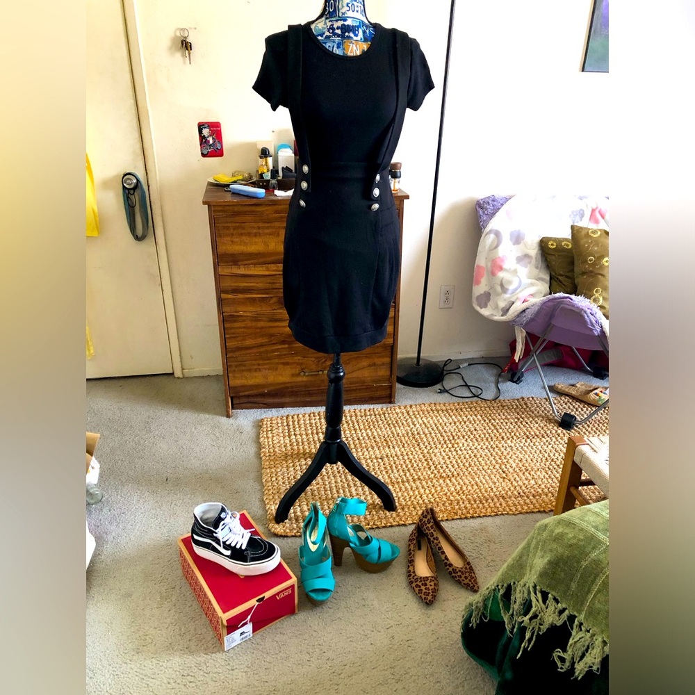 Sexy Black Three Button Pencil Skirt Overall